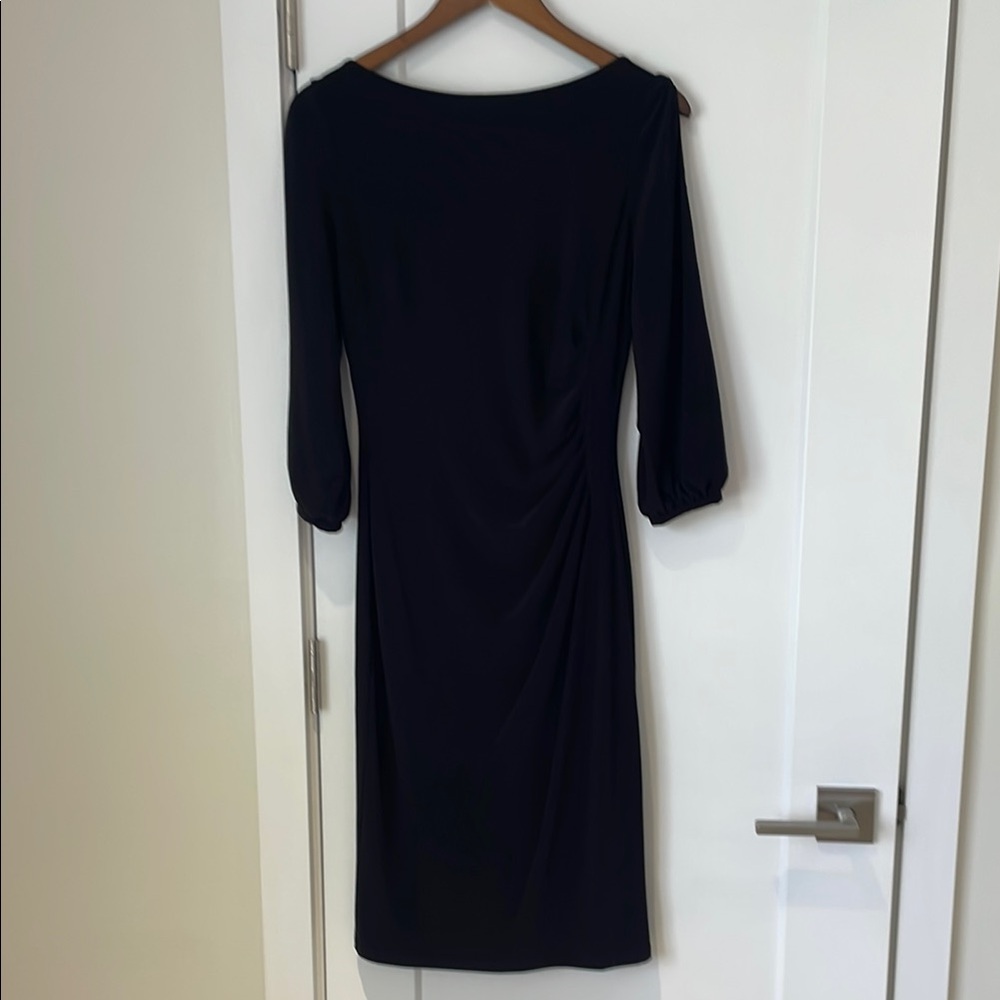 Ralph Lauren Black Sheath Dress with Cuffed Sleeves